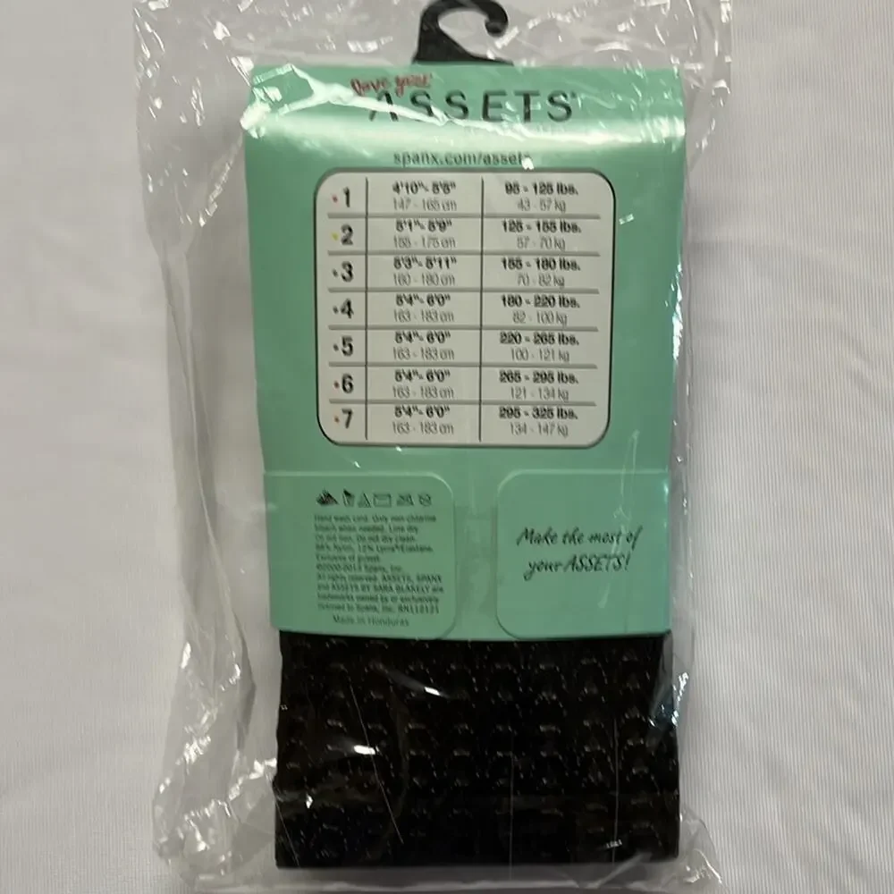 SPANX Assets Shaping Tights Textured Wish Bone Black Size 3 Flattens Smoothes